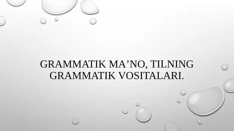 GRAMMATIK MAʼNO, TILNING GRAMMATIK VOSITALARI