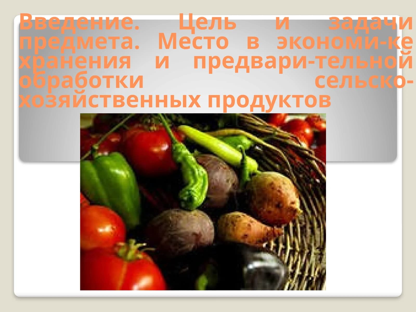 Иқтисодиётда қишлоқ хўжалиги маҳсулотларини сақлаш ва дастлабки ишлов бериш