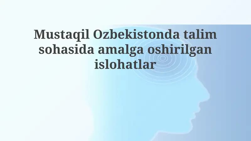 Ta'lim Tizimining Tuzilishi va Boshqaruvi: Asosiy Islohotlar