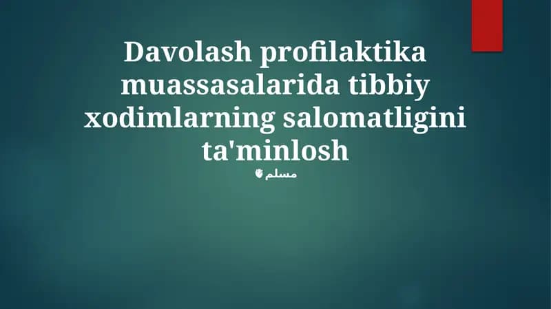 Salomatlikni targʻib qilish va profilaktika choralari