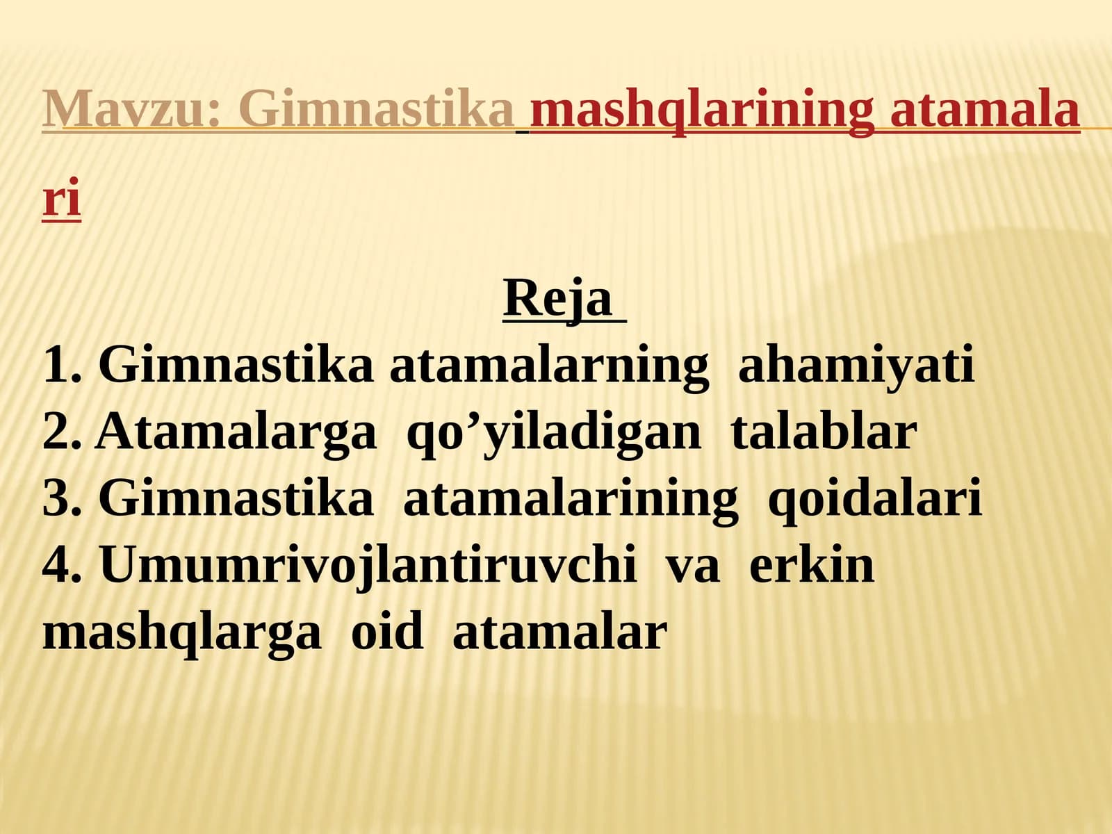 Gimnastika mashqlarining atamalari