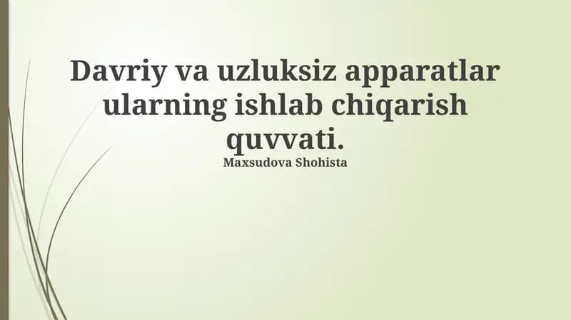 Davriy va Uzluksiz Mashinalar