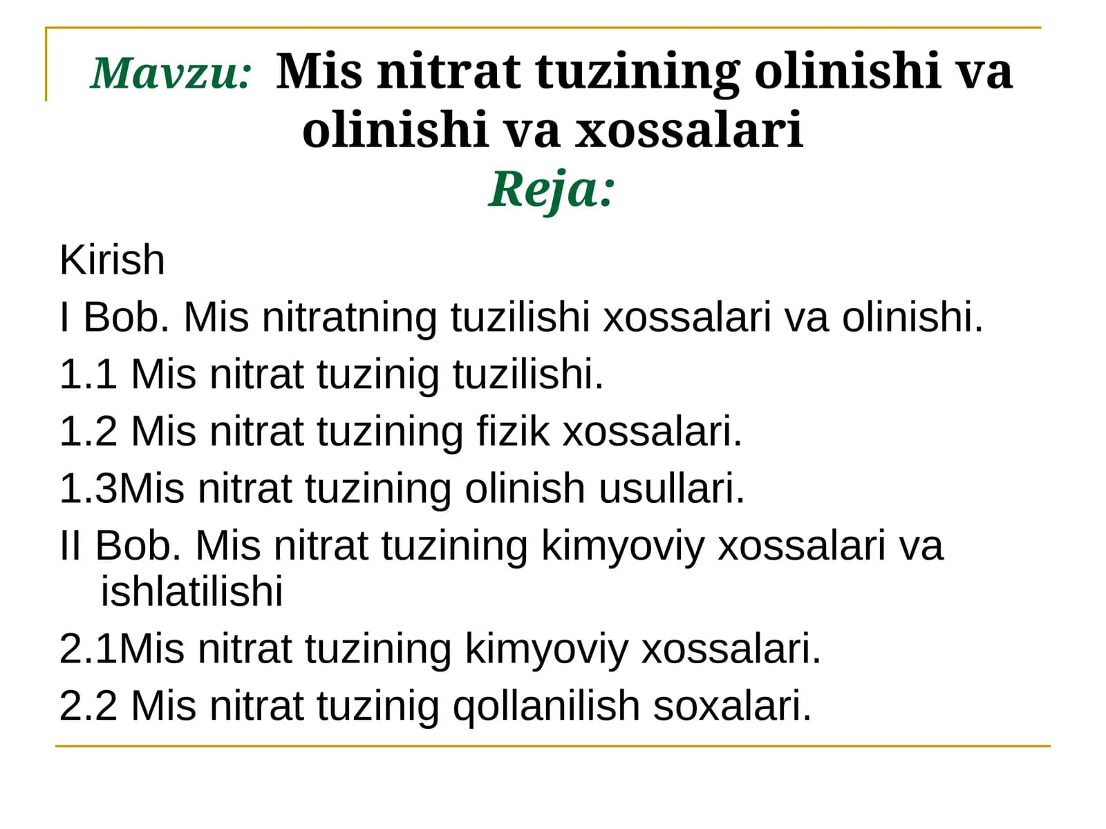 Mis nitrat tuzining olinishi va xossalari
