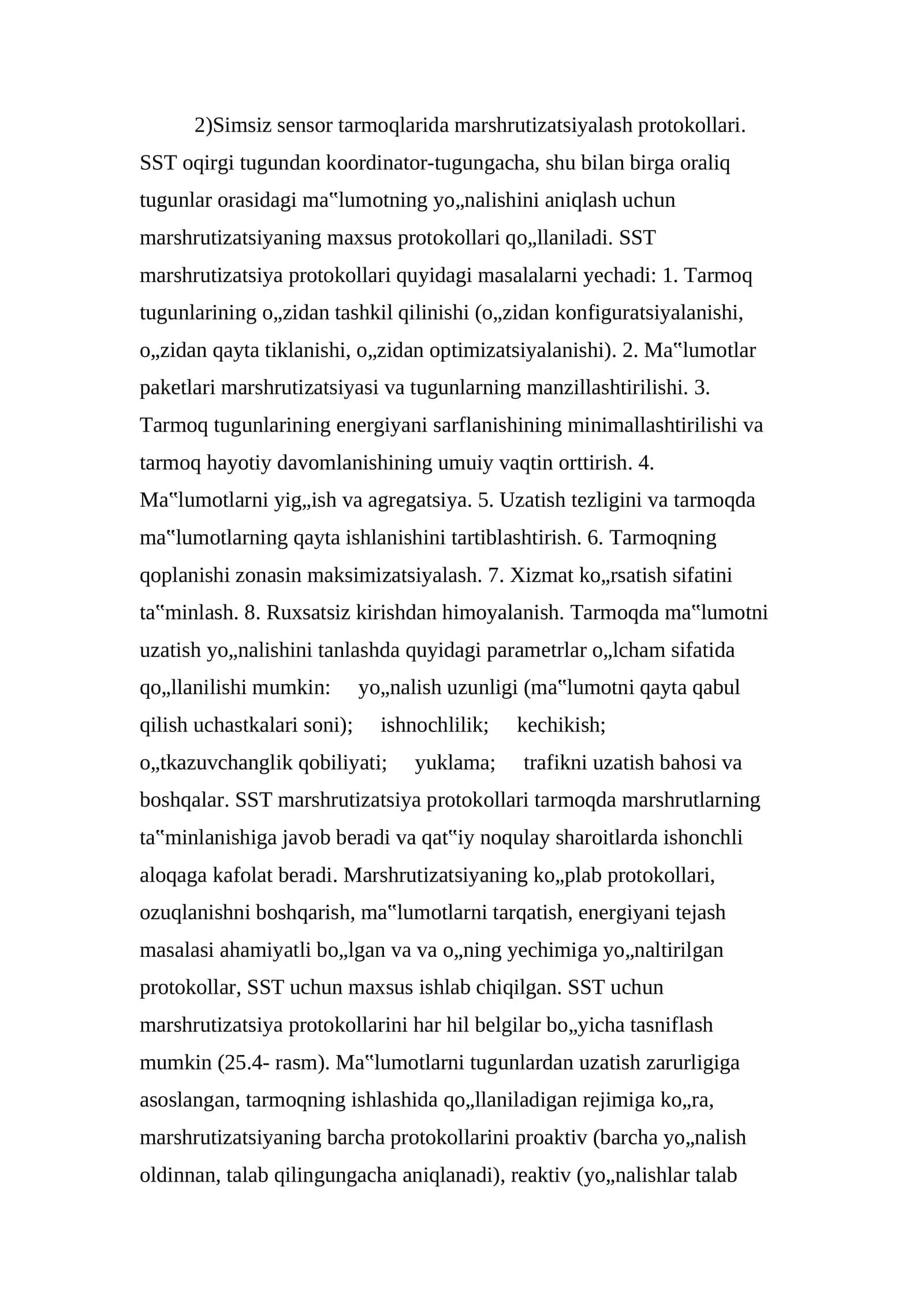 Simsiz sensor tarmoqlarida marshrutizatsiyalash protokollari