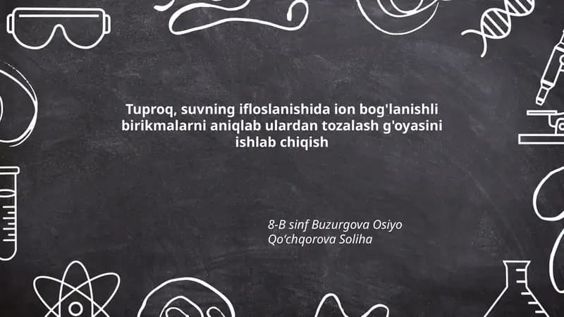 Tuproq va suvdagi ion bog'lanishli birikmalarni tasniflash va roʻyxatlash