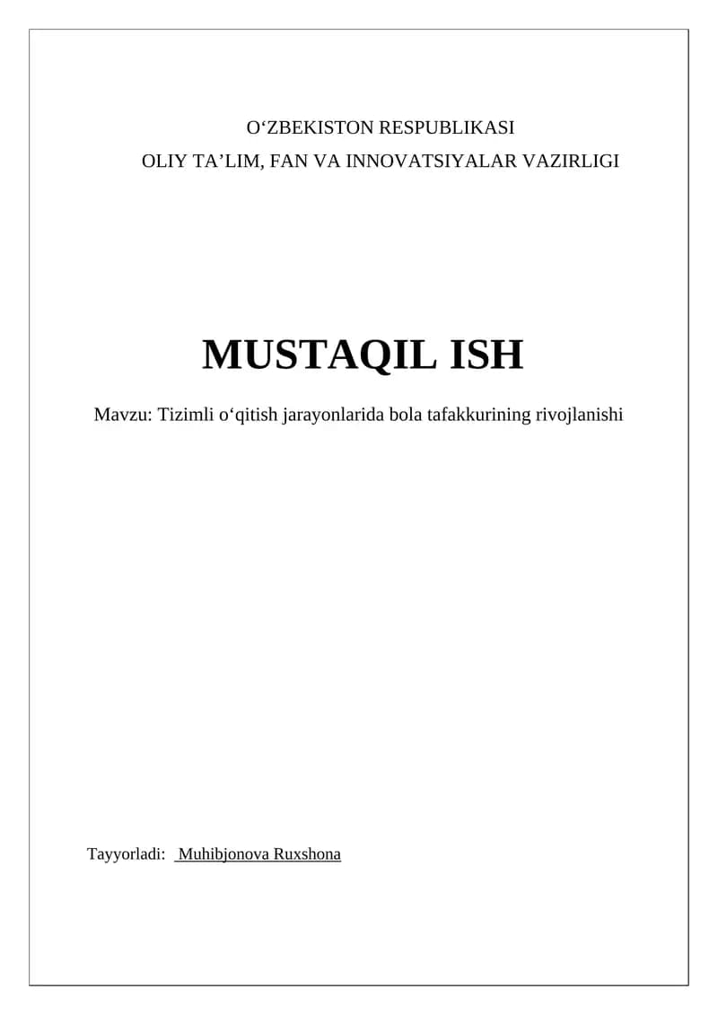 Bolalarning fikrlash rivojlanishiga ta'sir etuvchi omillar