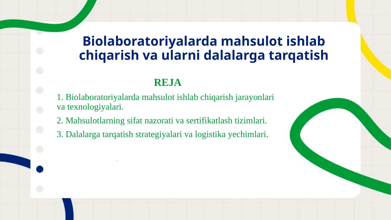 Biolaboratoriyalarda mahsulot ishlab chiqarish va ularni dalalarga tarqatish