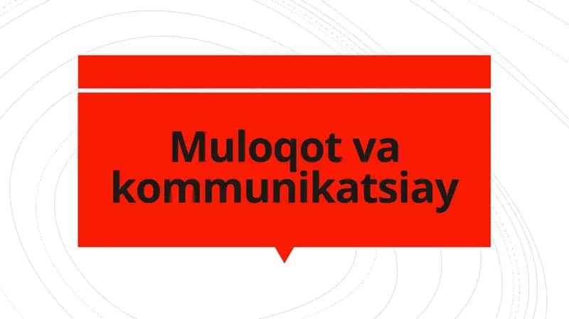 Muloqot va kommunikatsiya