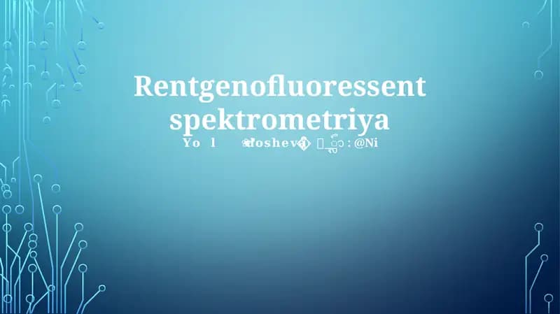 Rentgenofluoressent spektrometriya