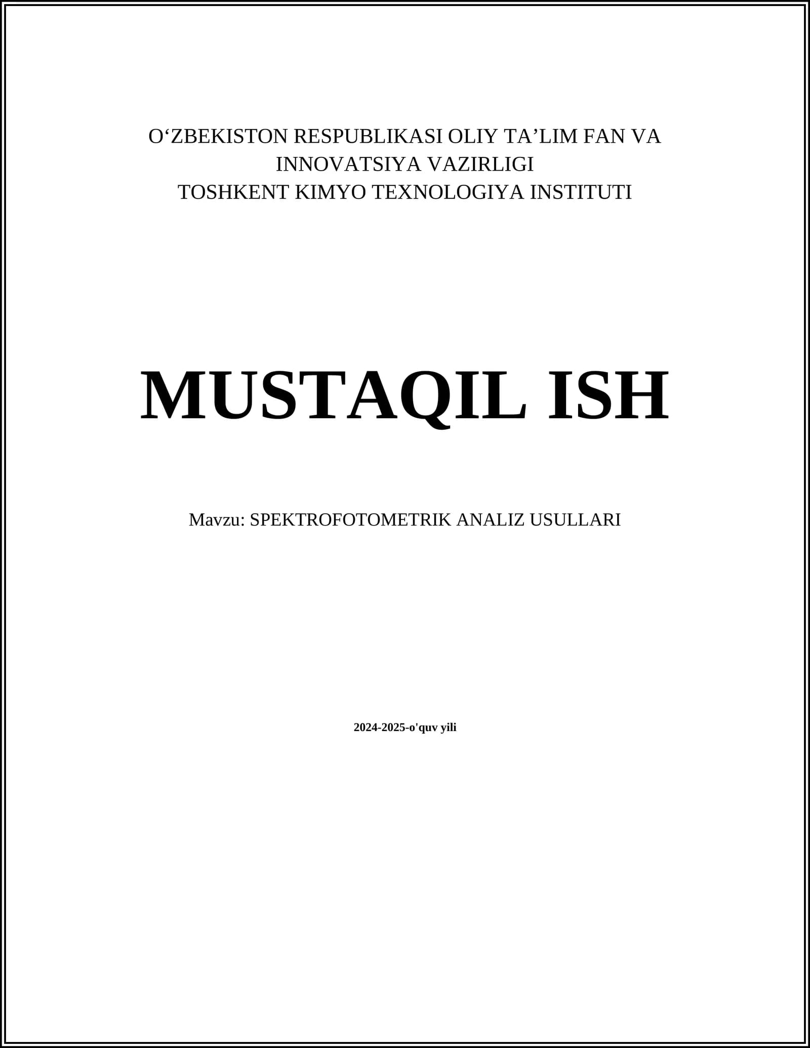 SPEKTROFOTOMETRIK ANALIZ USULLARI