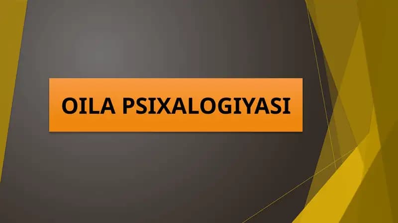 OILA PSIXALOGIYASI