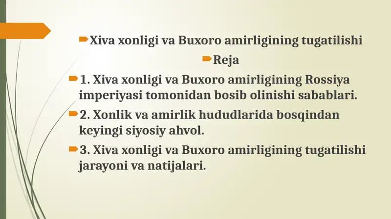 Xiva xonligi va Buxoro amirligining tugatilishi