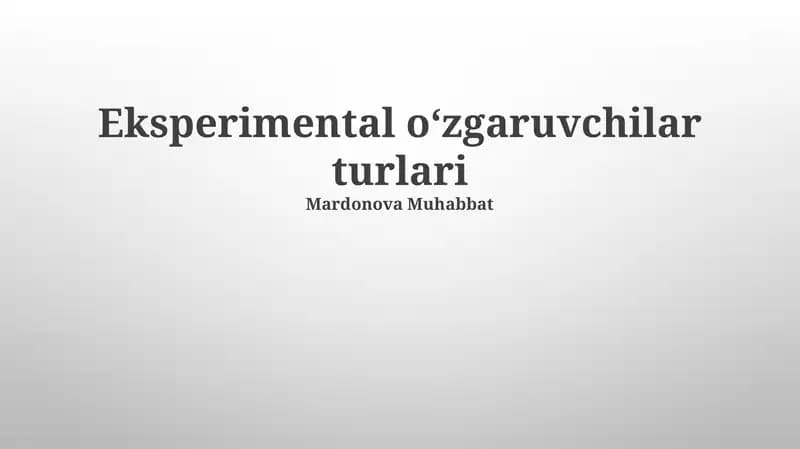 Bog'liq O'zgaruvchi