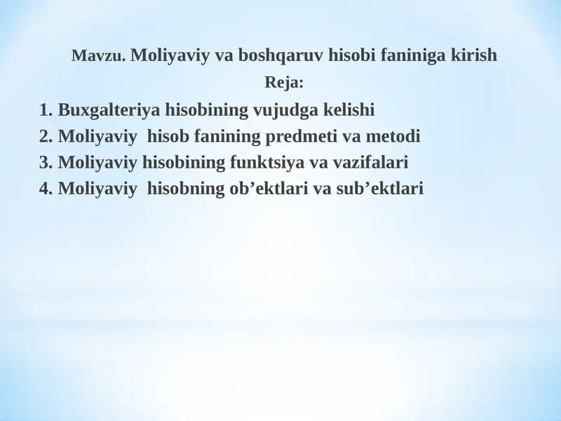 Moliyaviy va boshqaruv hisobi