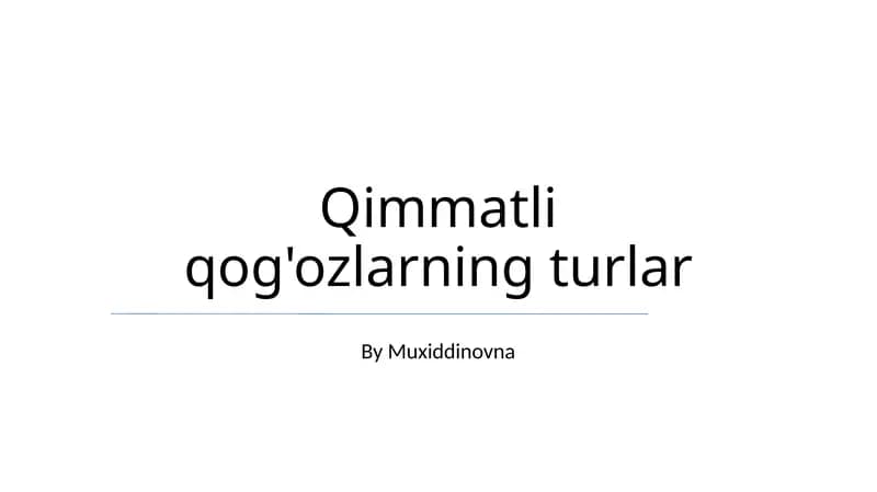 Qimmatli qog'ozlarning turlar