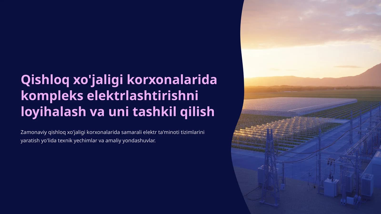 Qishloq xo'jaligi korxonalarida kompleks elektrlashtirishni loyihalash va uni tashkil qilish