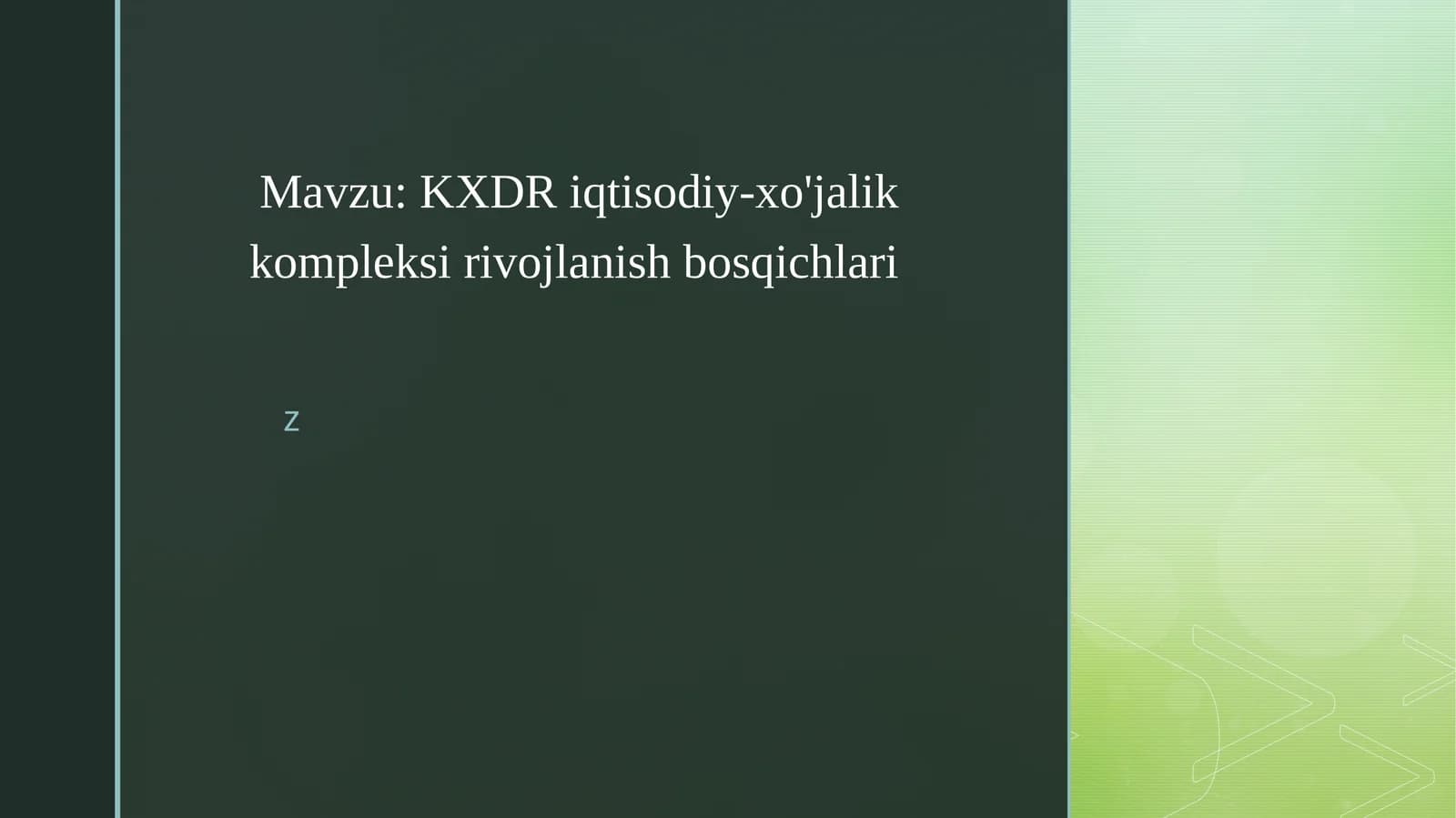 KXDR iqtisodiy-xo'jalik kompleksi rivojlanish bosqichlari