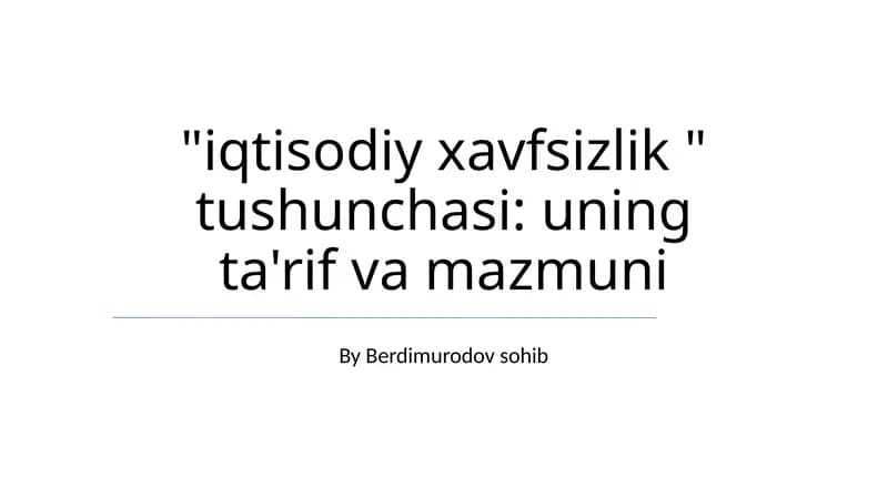 Iqtisodiy xavfsizlik