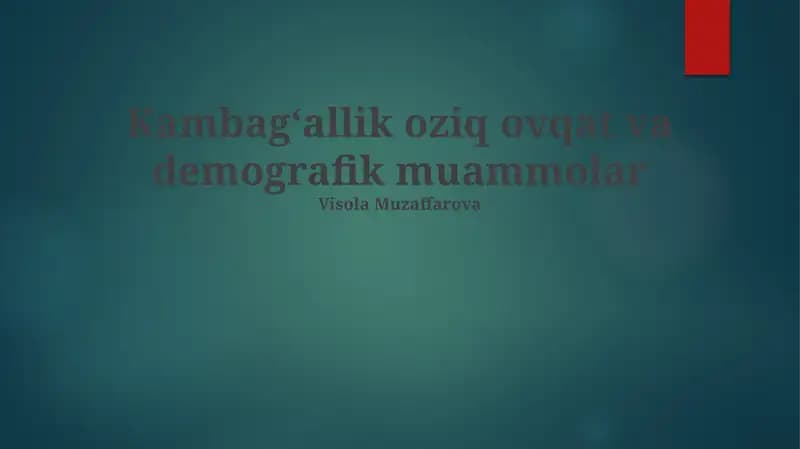Kambagʻallik oziq ovqat va demografik muammolar