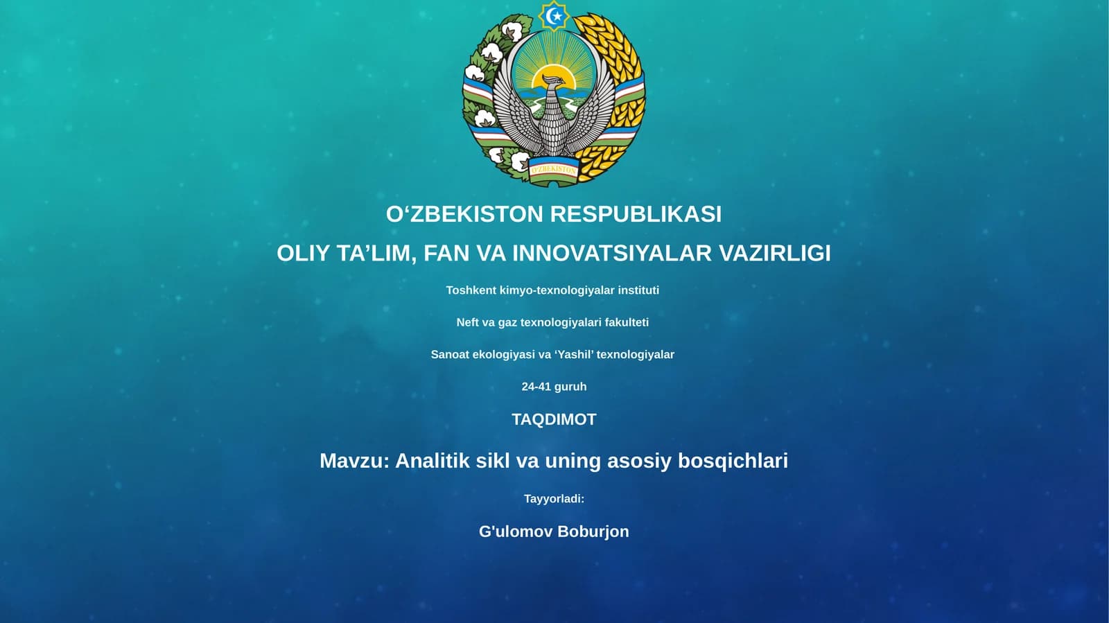 Analitik sikl va uning asosiy bosqichlari