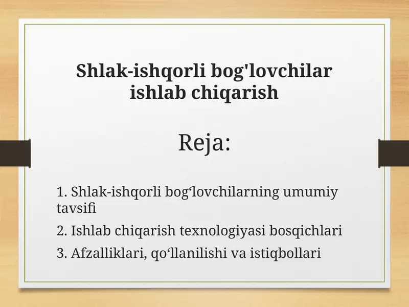 Shlak-ishqorli bog'lovchilar ishlab chiqarish