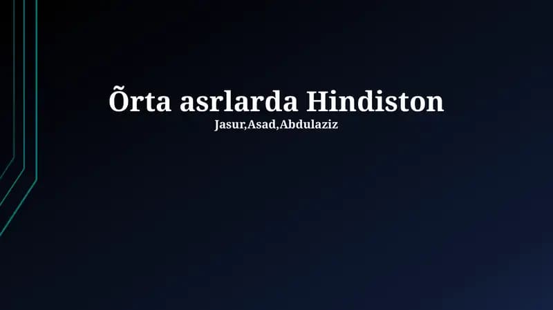 O'rta asrlarda Hindiston: Siyosat, Iqtisodiyot va Jamiyat