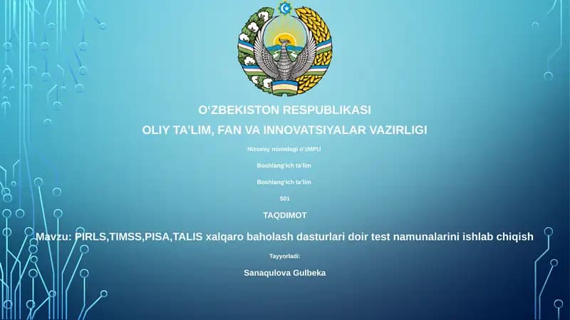 Xalqaro Hatiy PIRLS, TIMSS, PISA, TALIS