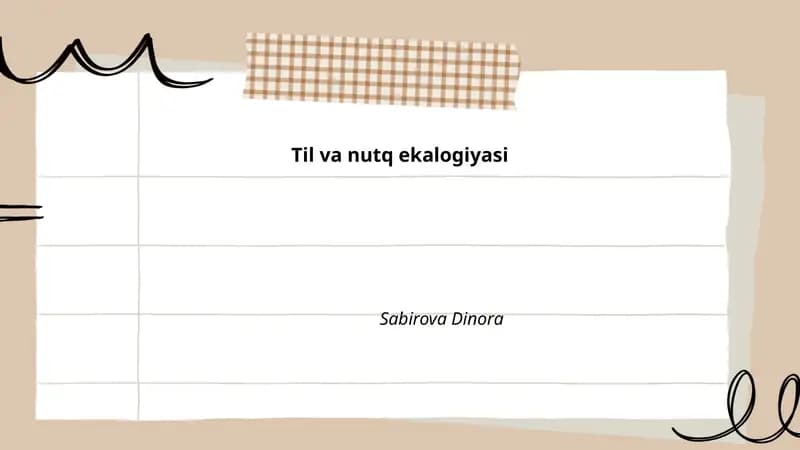 Til va nutq ekologiyasi