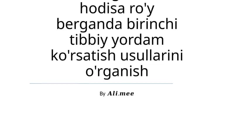 Birinchi Yordamning Asosiy Texnikasi