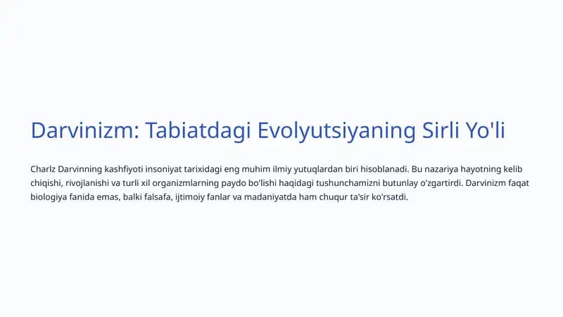 Darvinizm: Tabiatdagi Evolyutsiyaning Sirli Yo'li