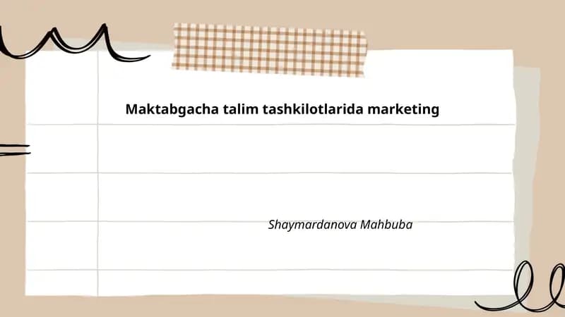 Maktabgacha talim tashkilotlarida marketing