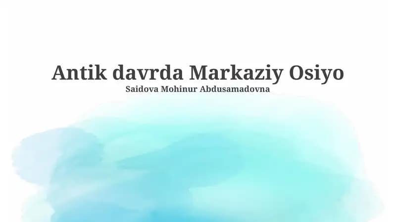 Antik davrda Markaziy Osiyo