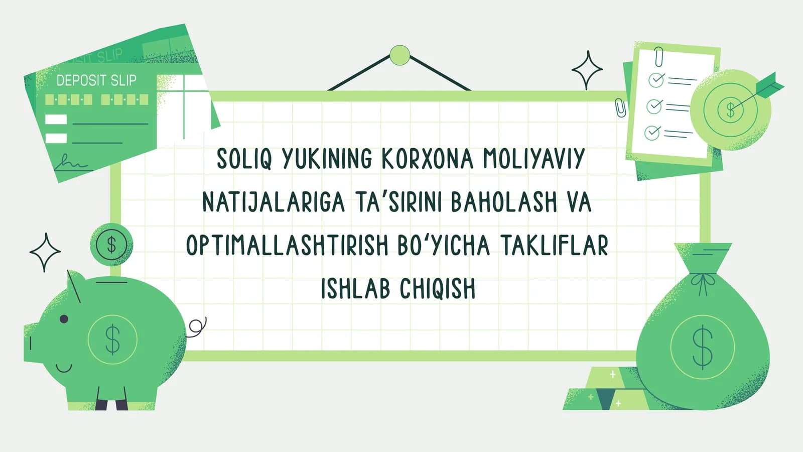 SOLIQ YUKINING KORXONA MOLIYAVIY NATIJALARIGA TAʼSIRINI BAHOLASH VA OPTIMALLASHTIRISH BOʻYICHA TAKLIFLAR ISHLAB CHIQISH