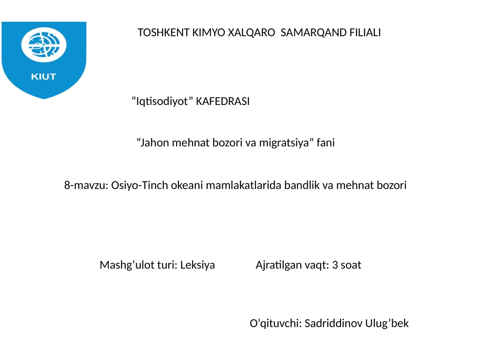 Osiyo-Tinch okeani mamlakatlarida bandlik va mehnat bozori