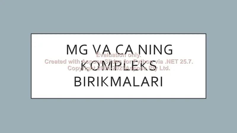 Mg va Ca ning kompleks birikmalari