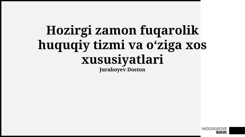 Zamonaviy Fuqarolik Huquqiy Tizimi