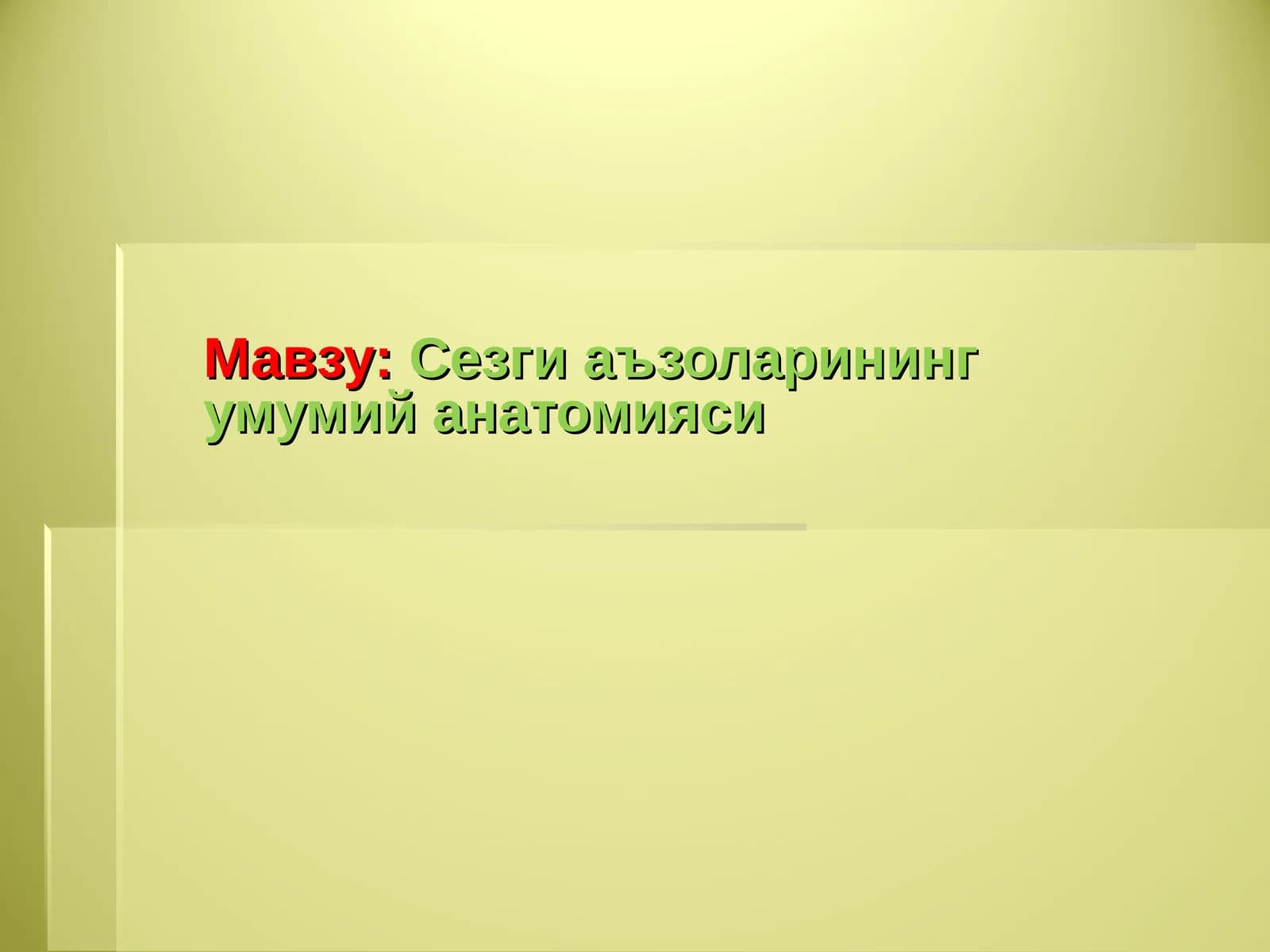Сезги аъзоларининг умумий анатомияси