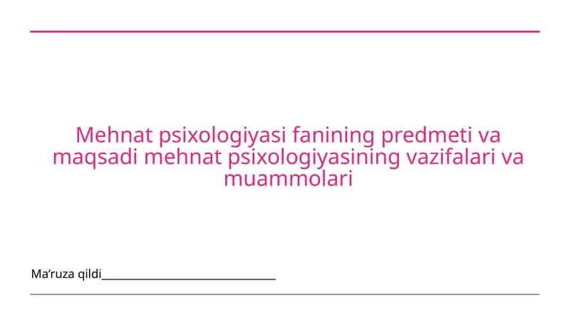 Mehnat psixologiyasi