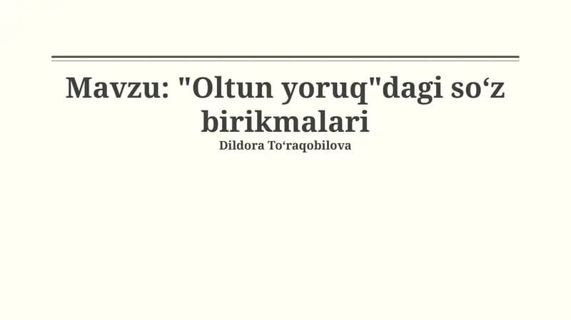 "Oltun yoruq"dagi soʻz birikmalari