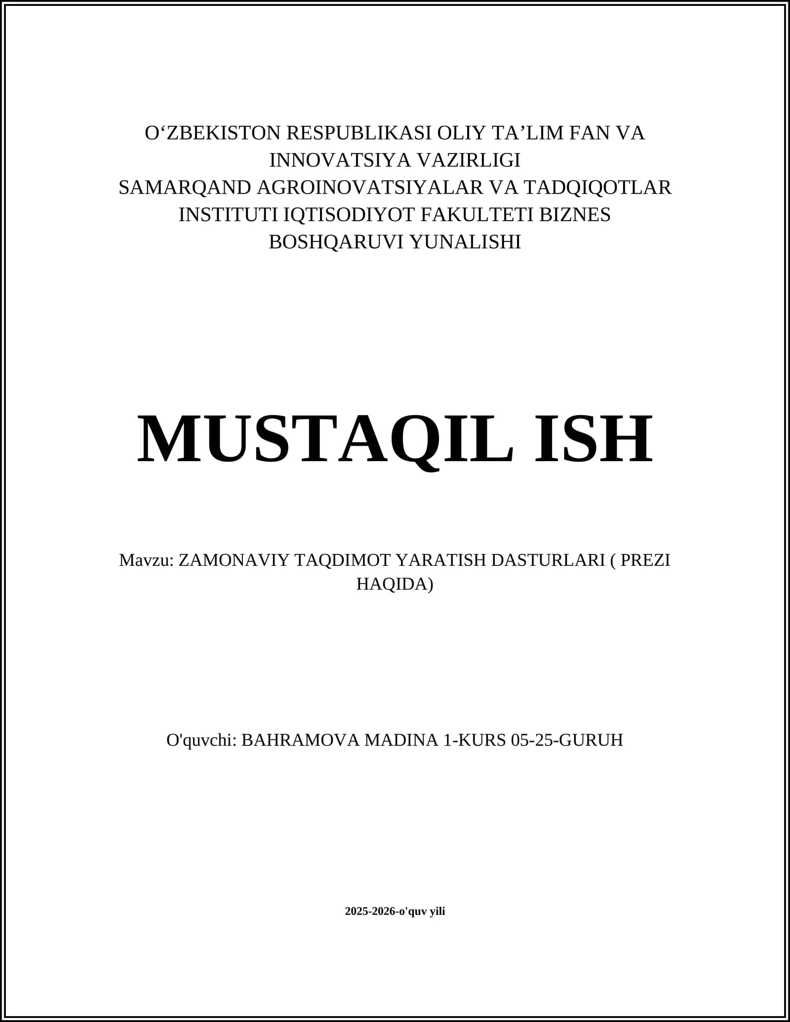 ZAMONAVIY TAQDIMOT YARATISH DASTURLARI ( PREZI HAQIDA)