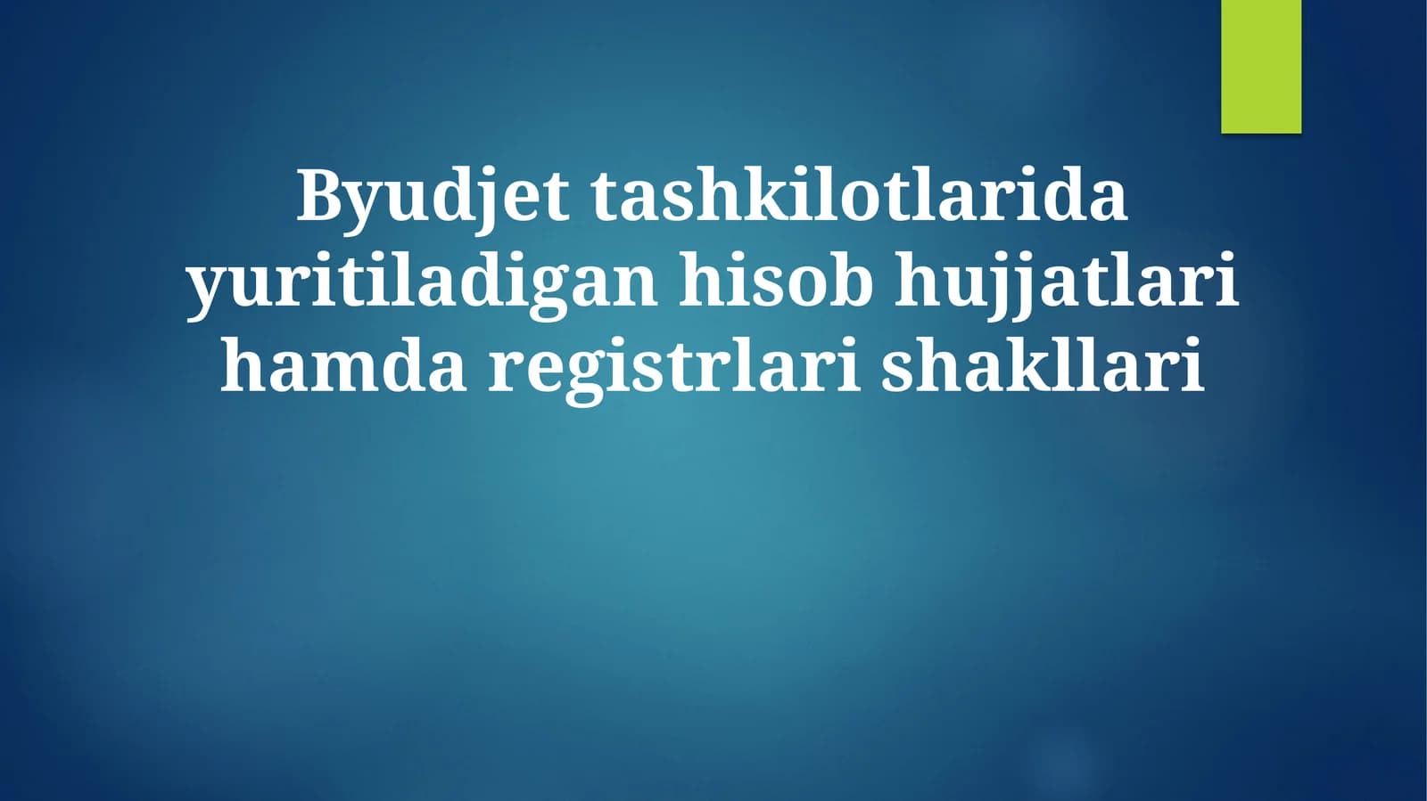 Byudjet tashkilotlarida yuritiladigan hisob hujjatlari hamda registrlari shakllari