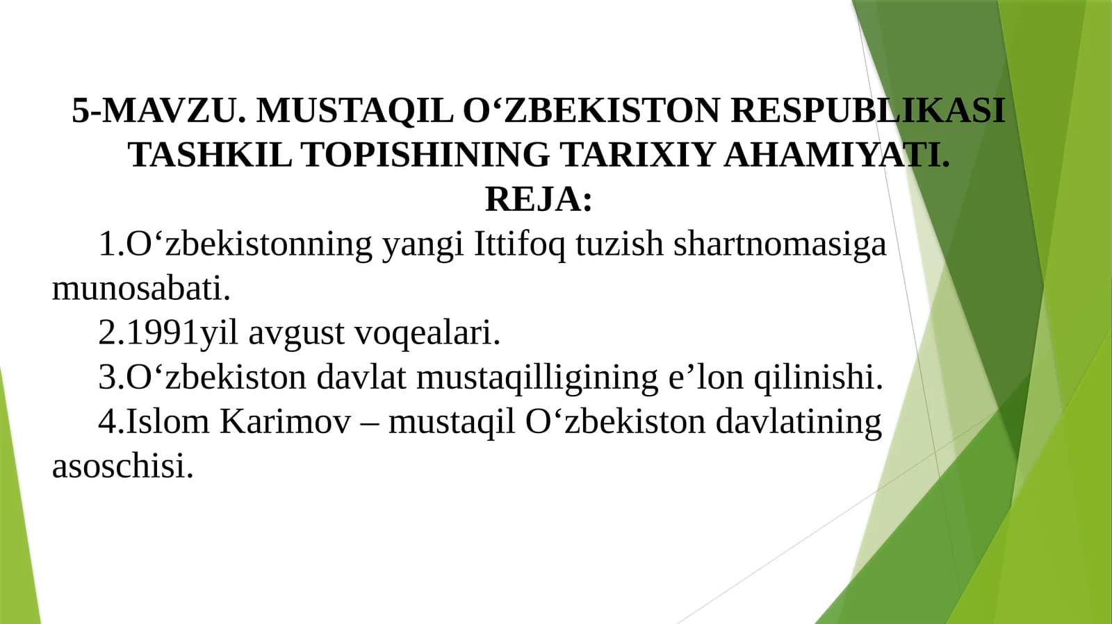 MUSTAQIL O‘ZBEKISTON RESPUBLIKASI TASHKIL TOPISHINING TARIXIY AHAMIYATI