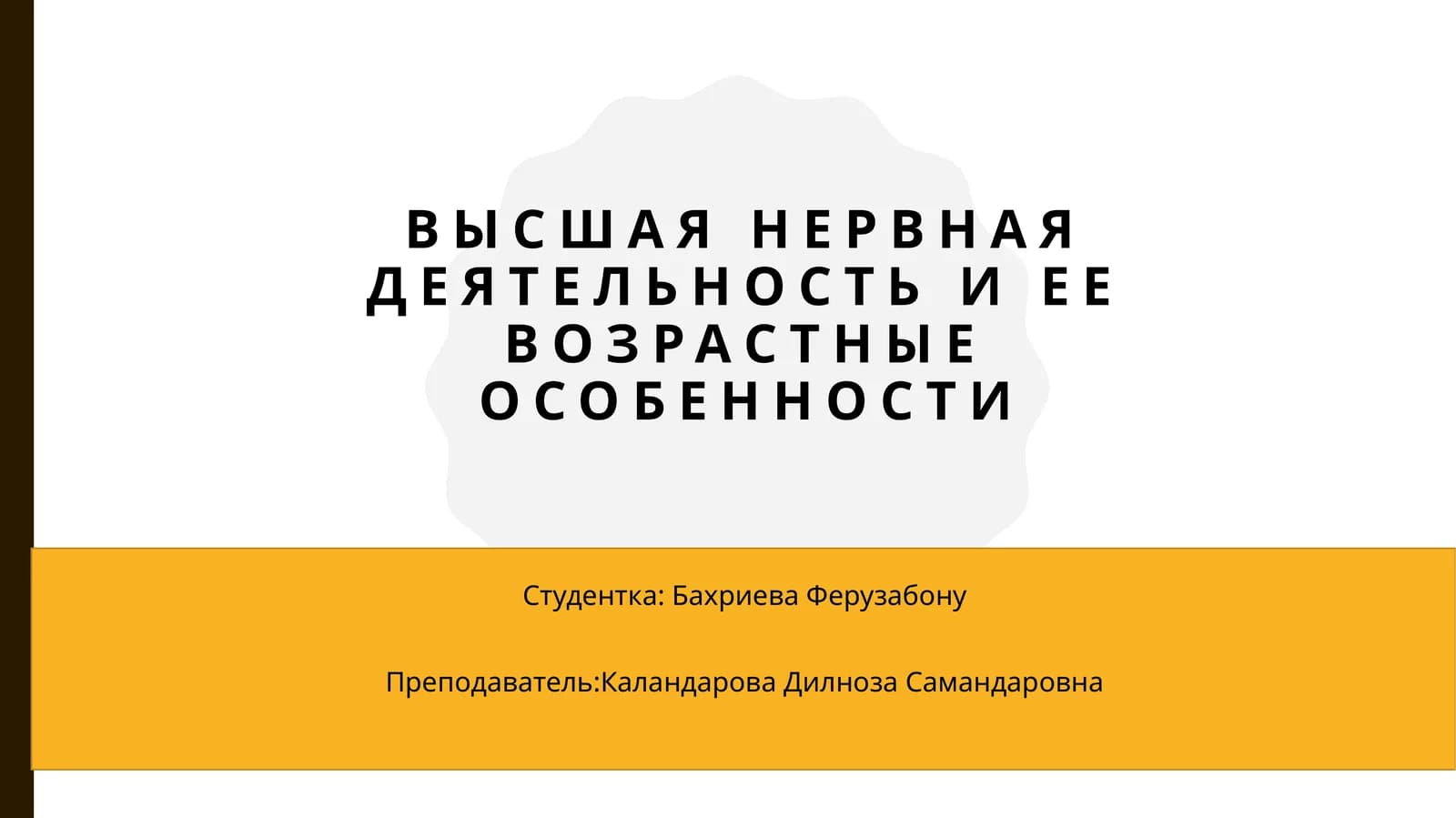 Высшая нервная деятельность и ее возрастные особенности