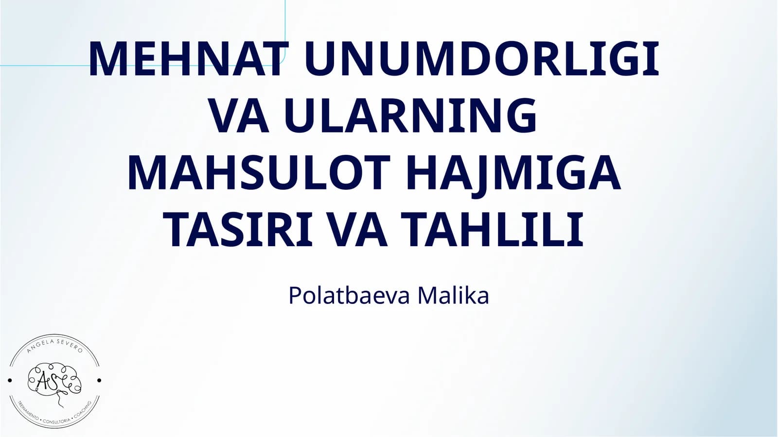 MEHNAT UNUMDORLIGI VA ULARNING MAHSULOT HAJMIGA TASIRI VA TAHLILI