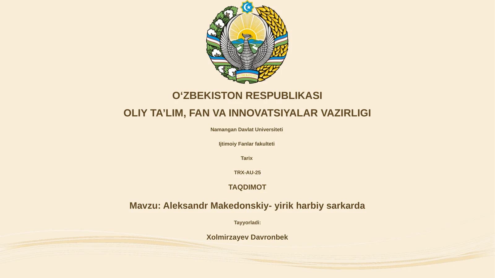 Aleksandr Makedonskiy- yirik harbiy sarkarda