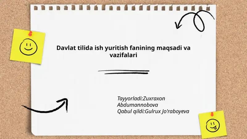 Davlat tilida ish yuritish fanining maqsadi va vazifalari