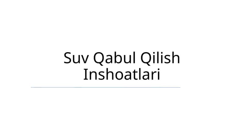 Suv Qabul Qilish Inshoatlari