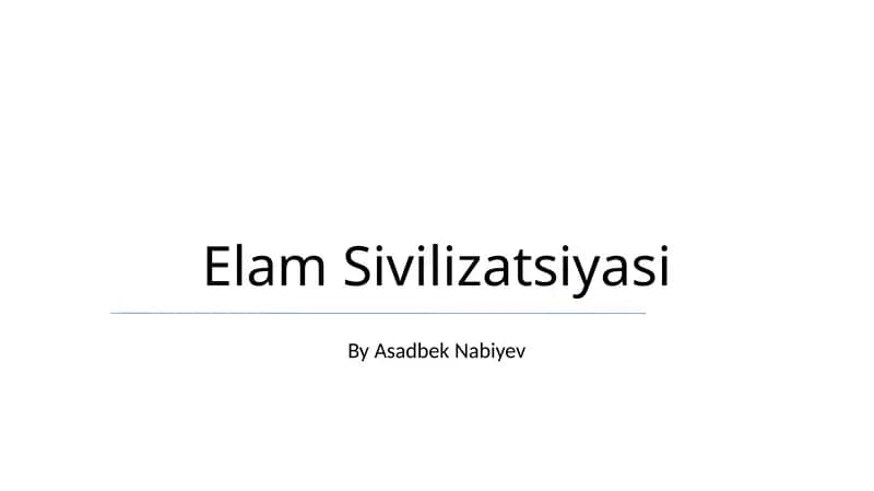 Elam Sivilizatsiyasi