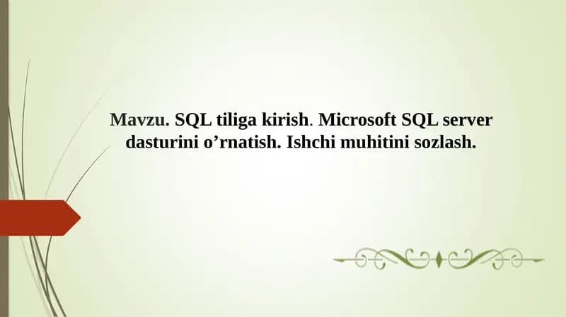 SQL tiliga kirish