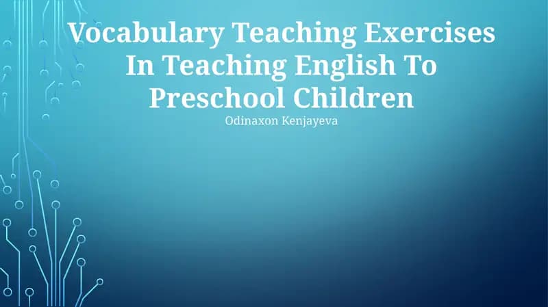 Vocabulary Teaching Exercises In Teaching English To Preschool Children